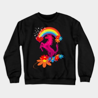 unicorn 1 pink rainbow and flowers tshirts Crewneck Sweatshirt